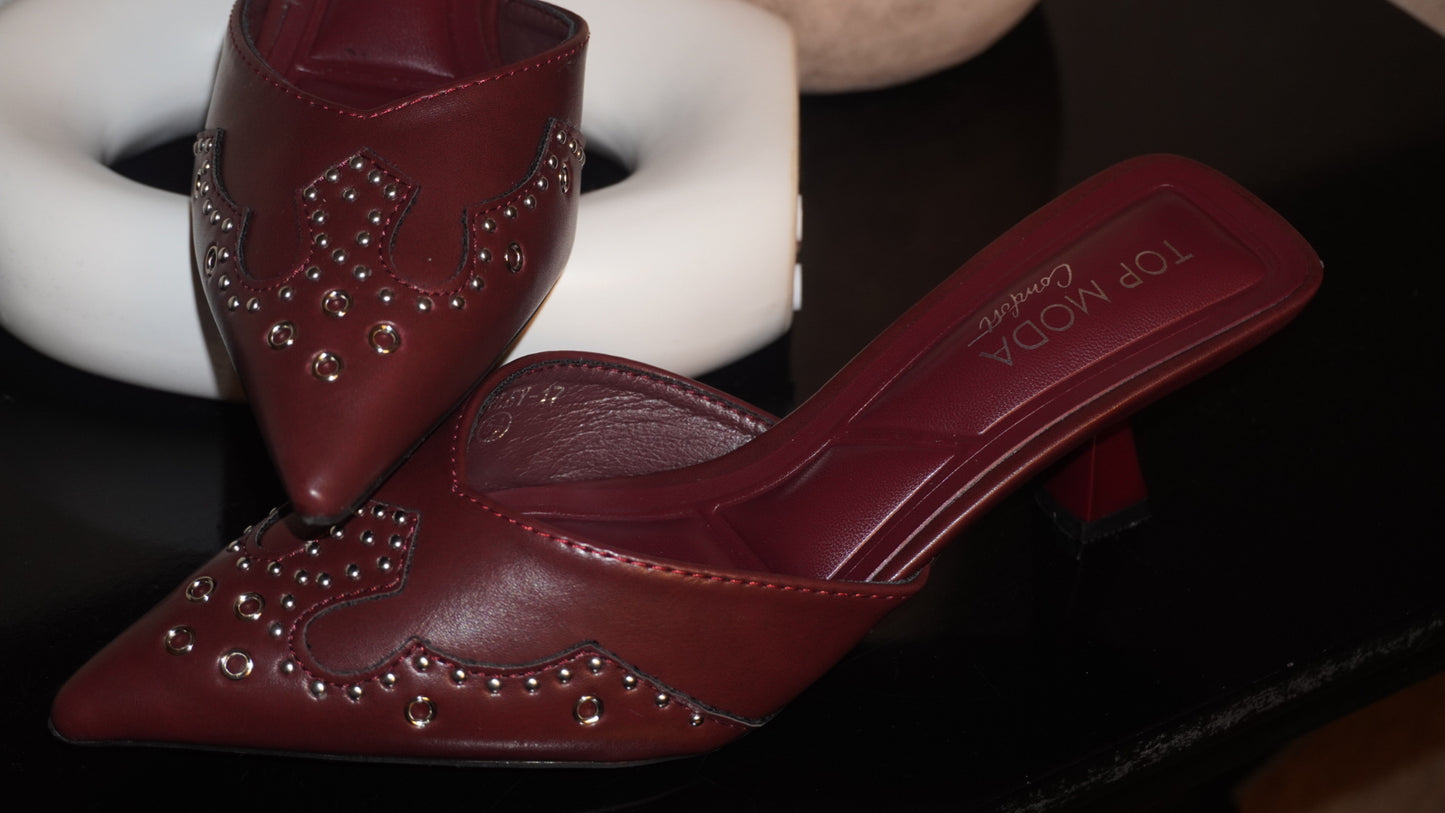 Rosalia Wine Studs Kitten Heels