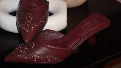 Rosalia Wine Studs Kitten Heels