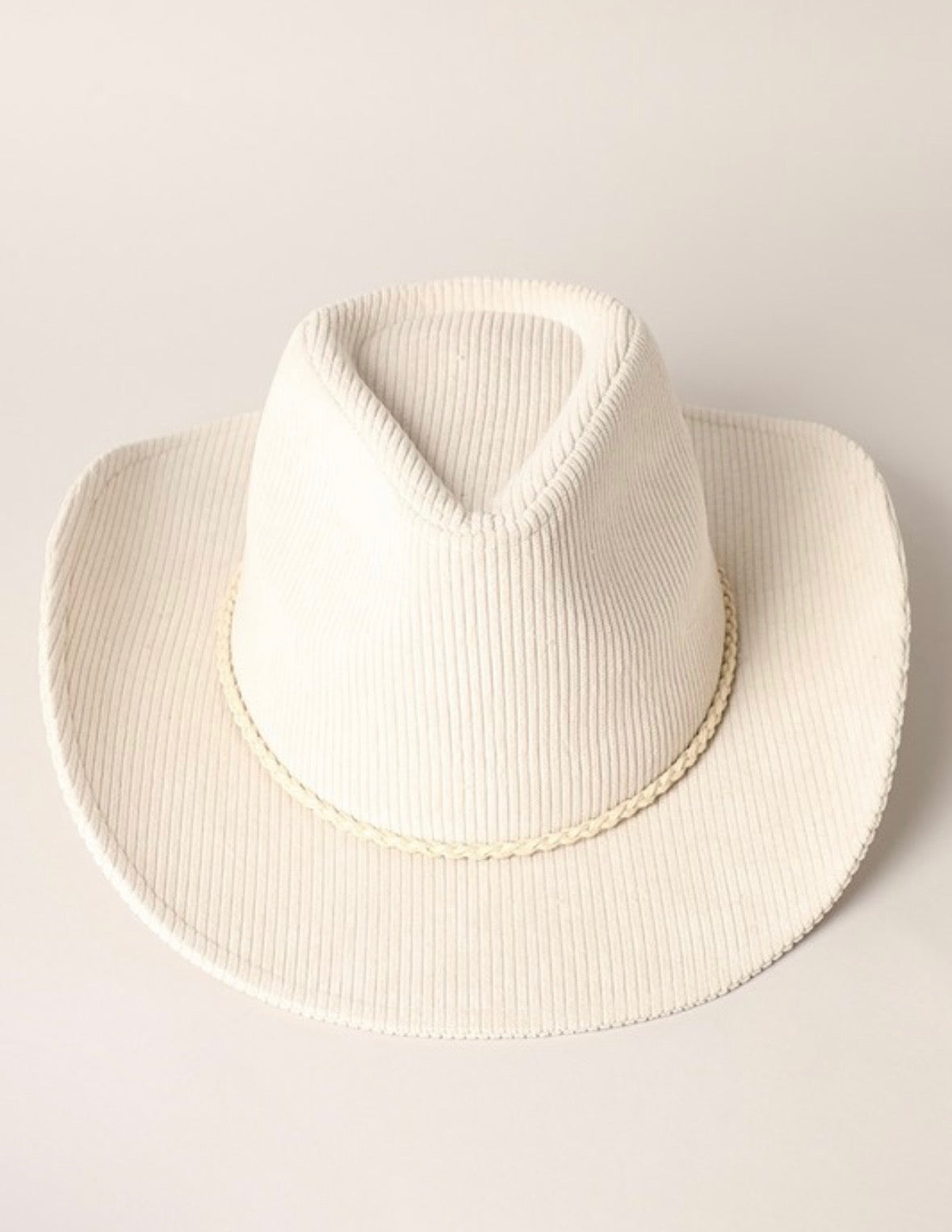 Bella Corduroy Braided Band Cowboy Hat