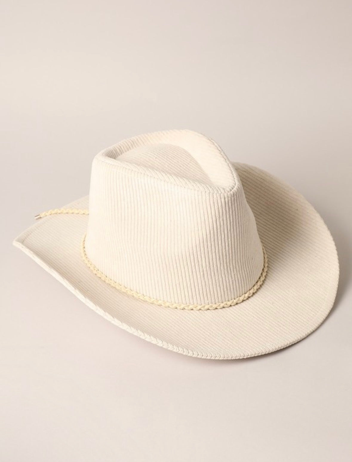 Bella Corduroy Braided Band Cowboy Hat