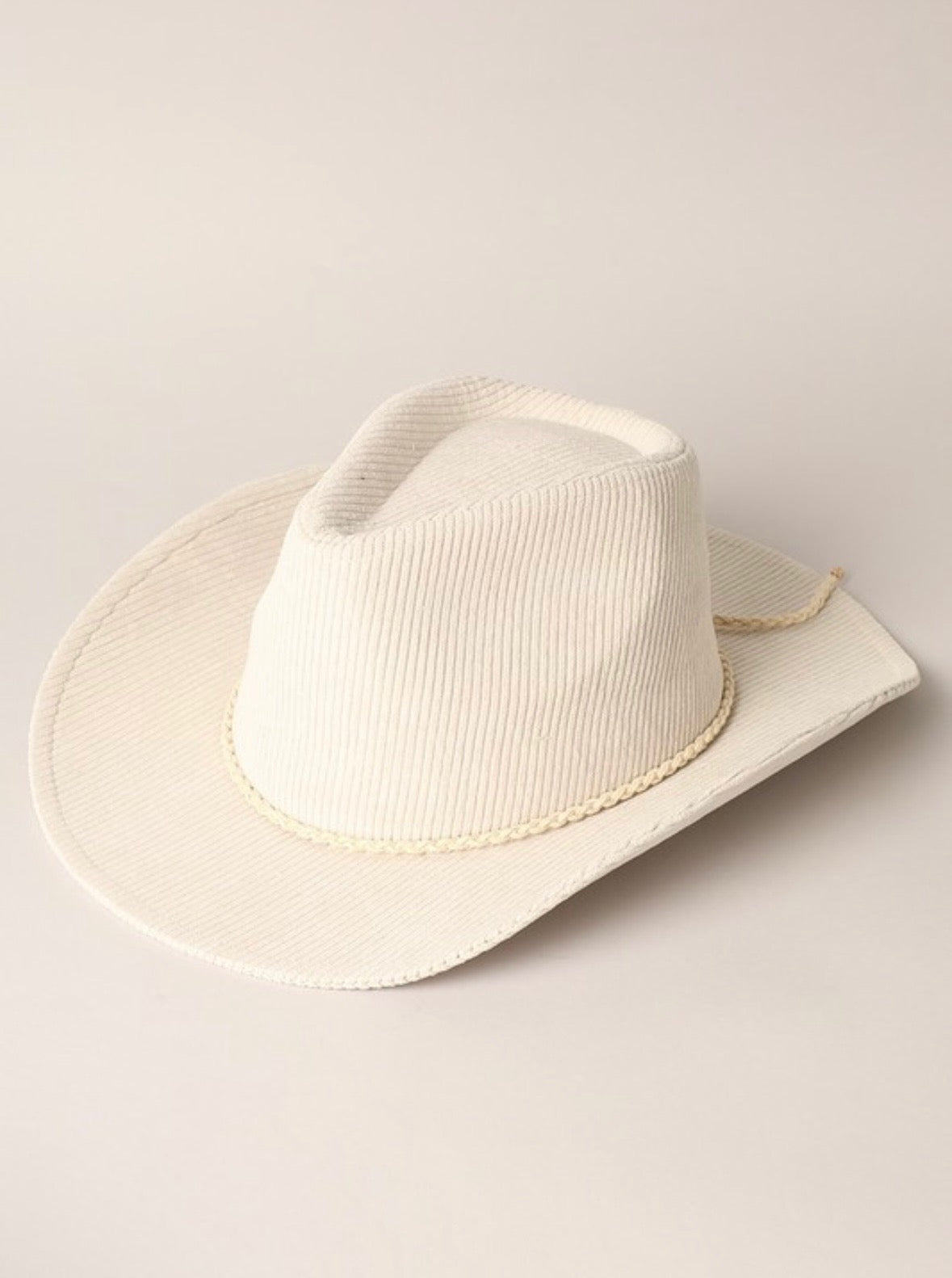 Bella Corduroy Braided Band Cowboy Hat