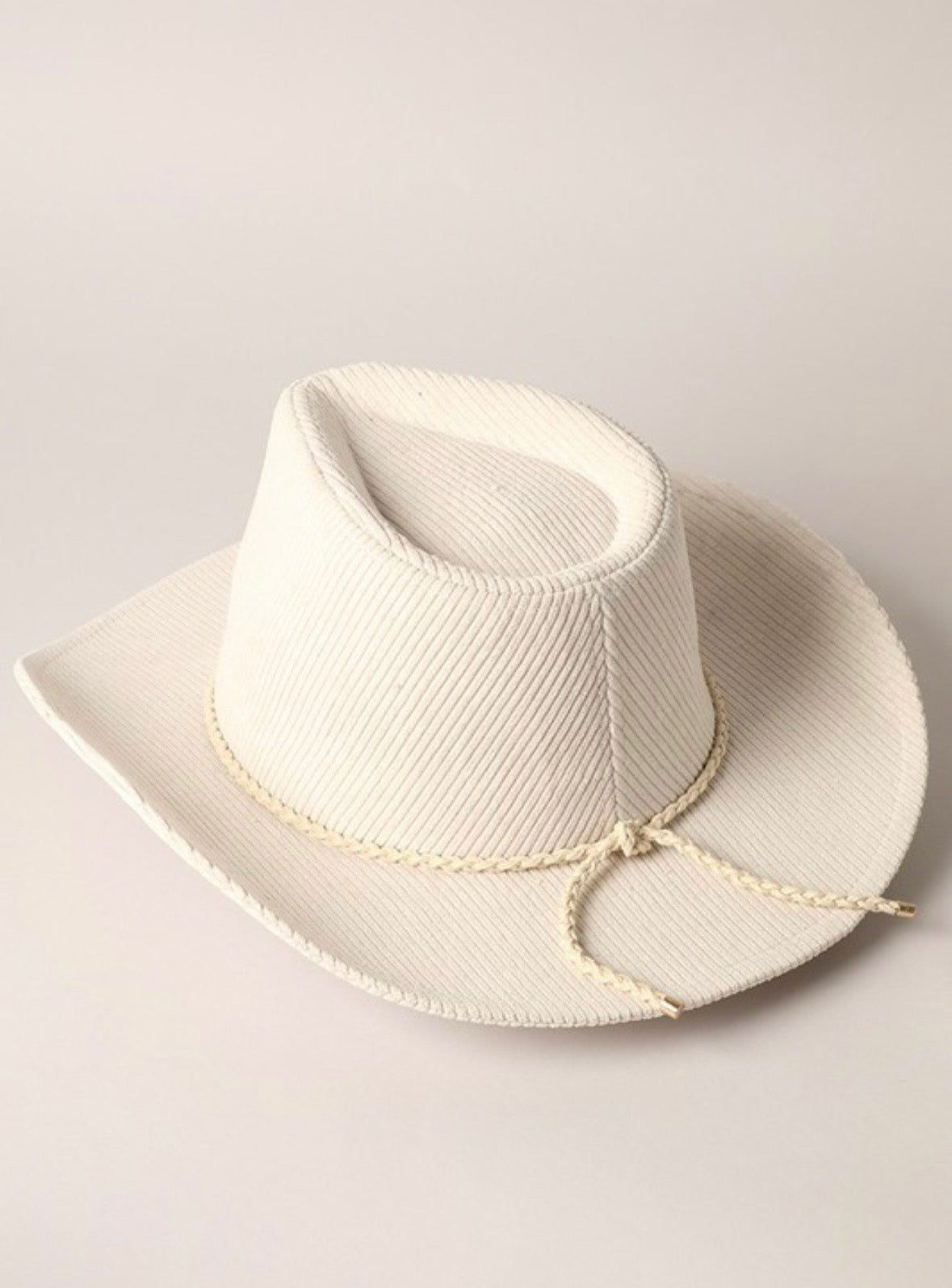 Bella Corduroy Braided Band Cowboy Hat