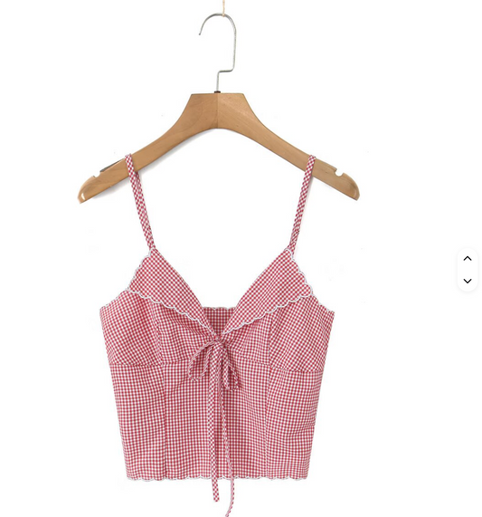 Gracie Gingham Embroidered Tank Top